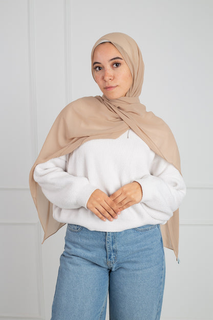 Soft Touch Chiffon Scarf in Bone Beige lightweight fabric 