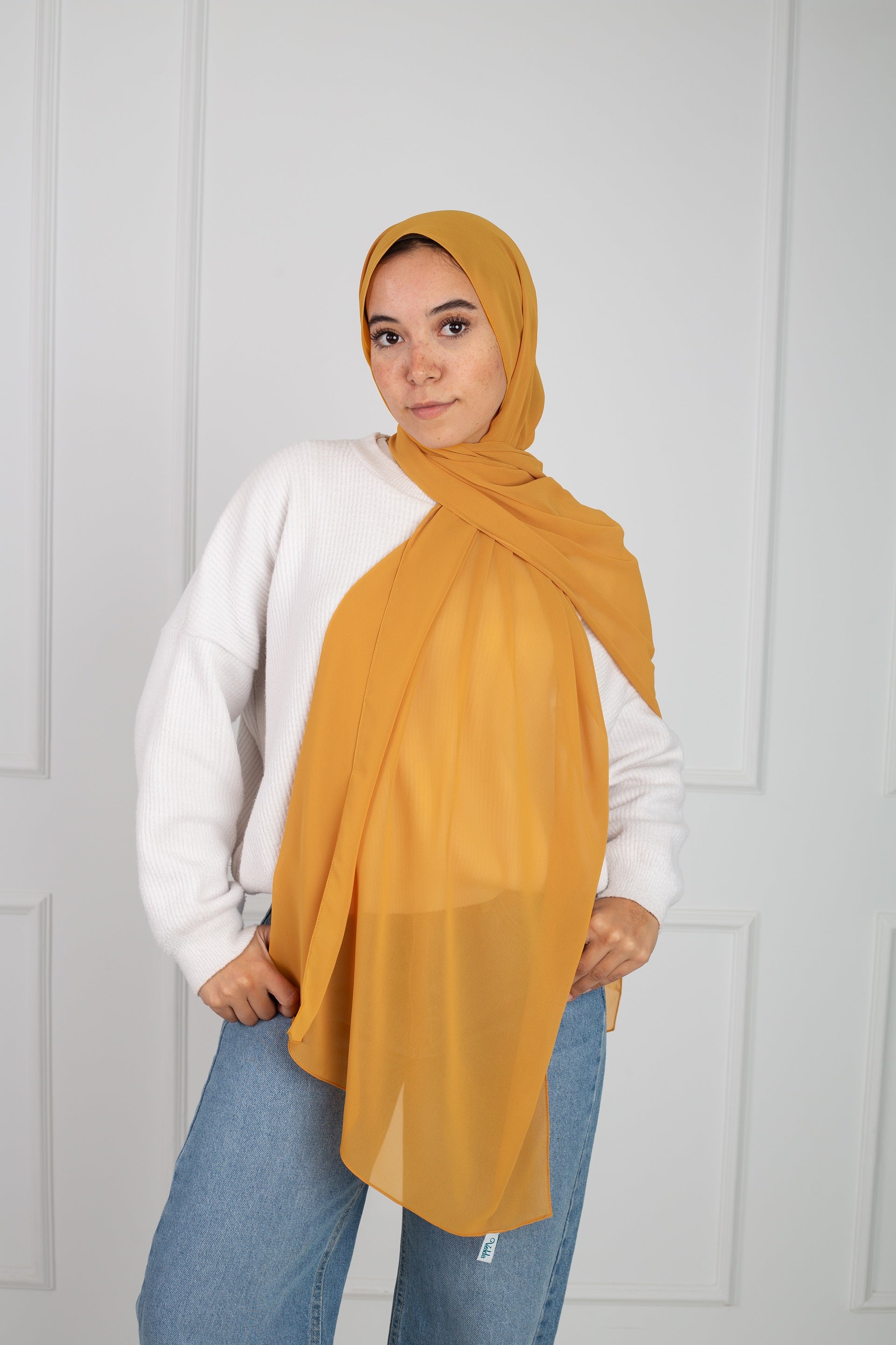 Soft Touch Chiffon Scarf in Dark Gold lightweight fabric 