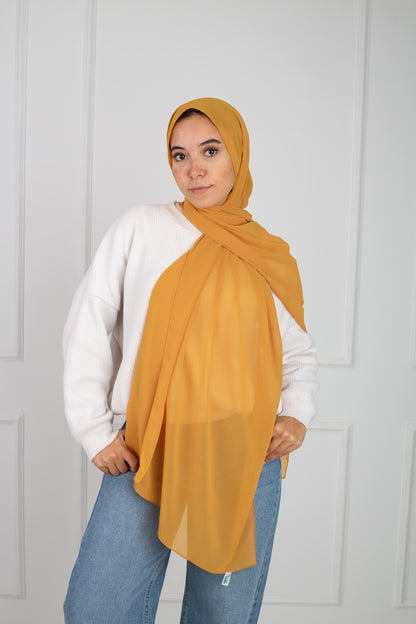 Soft Touch Chiffon Scarf in Dark Gold lightweight fabric 