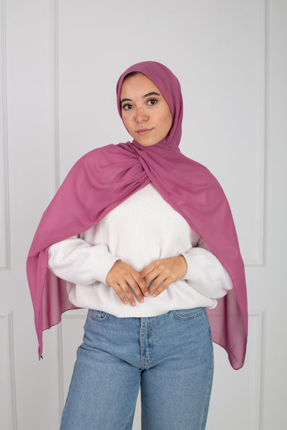 Soft Touch Chiffon Scarf in Dark Pink lightweight fabric 