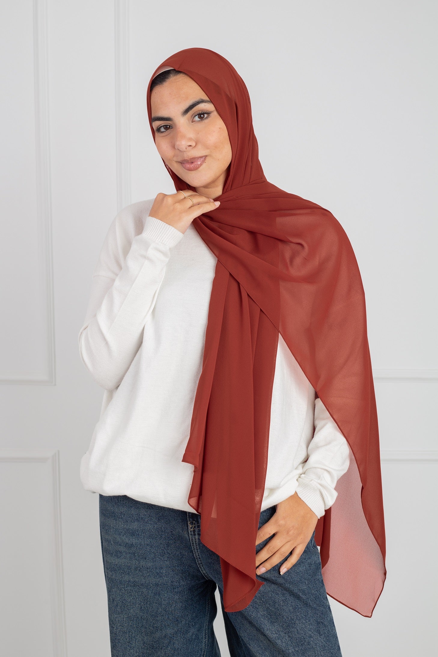 Soft Touch Chiffon Scarf in Giner Orange lightweight fabric 
