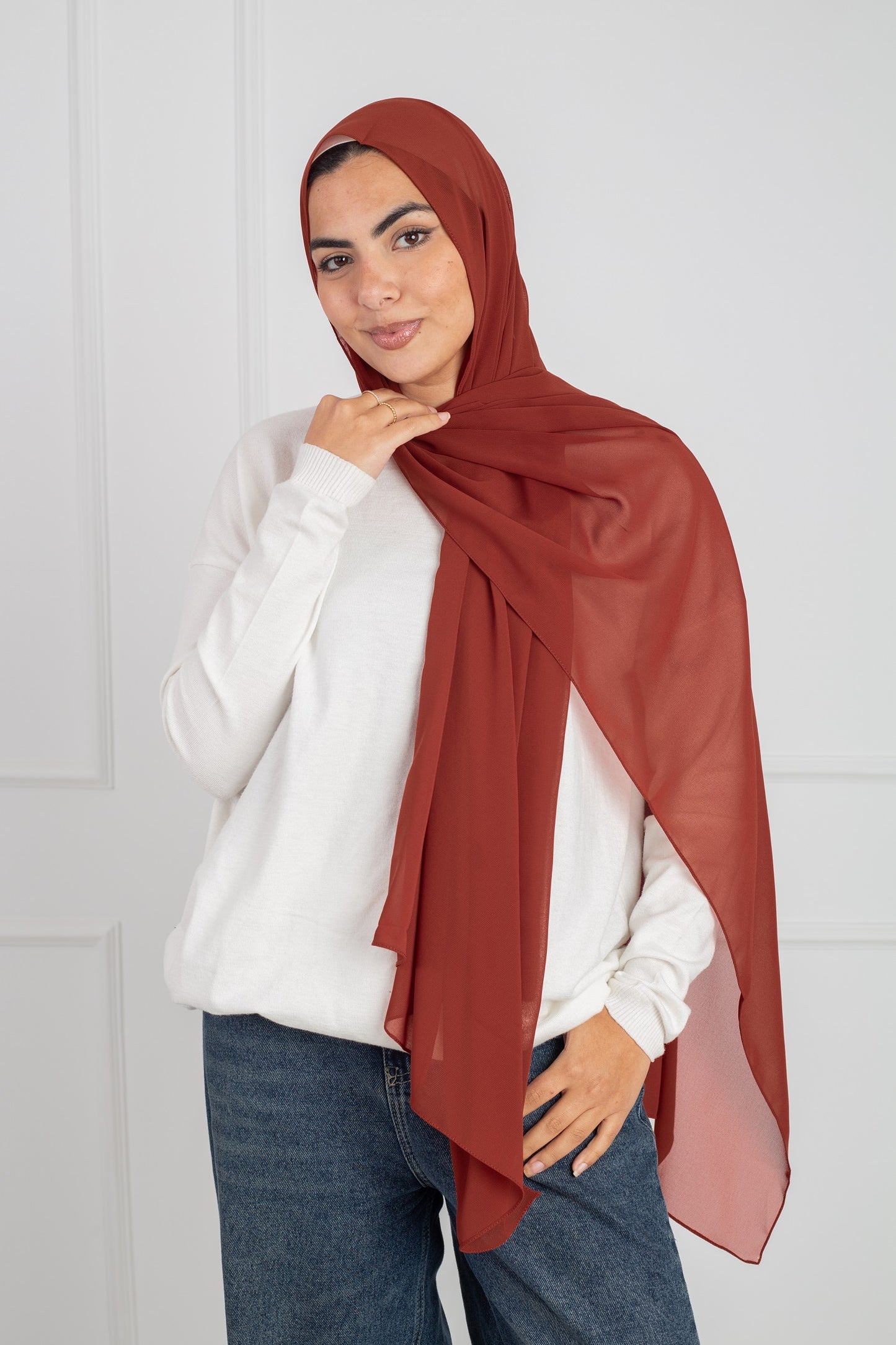 Soft Touch Chiffon Scarf in Giner Orange lightweight fabric 