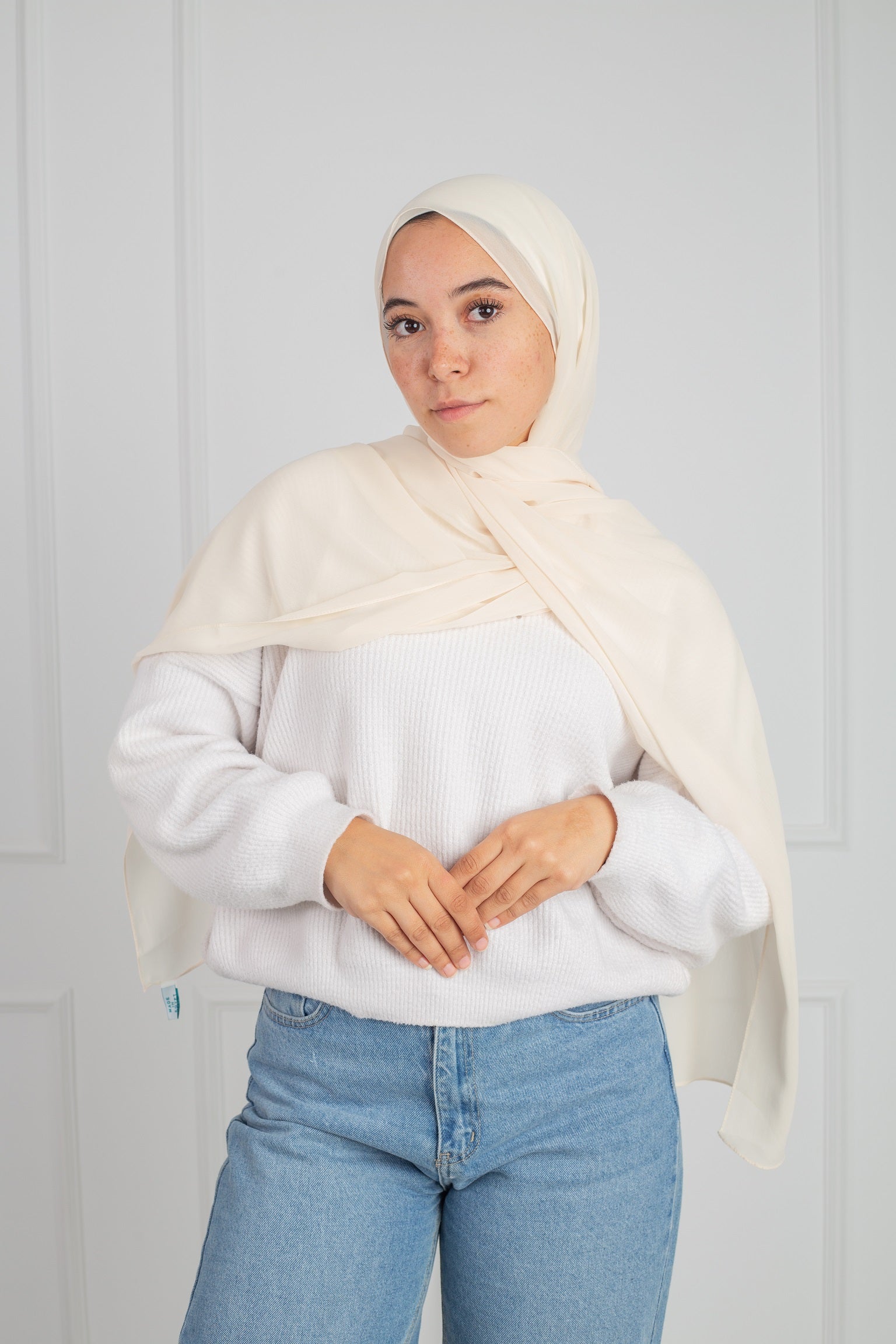Soft Touch Chiffon Scarf in Ivory lightweight fabric 