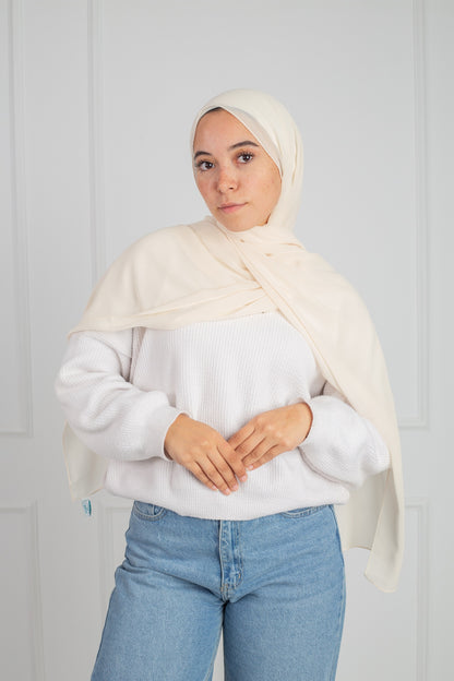 Soft Touch Chiffon Scarf in Ivory lightweight fabric 