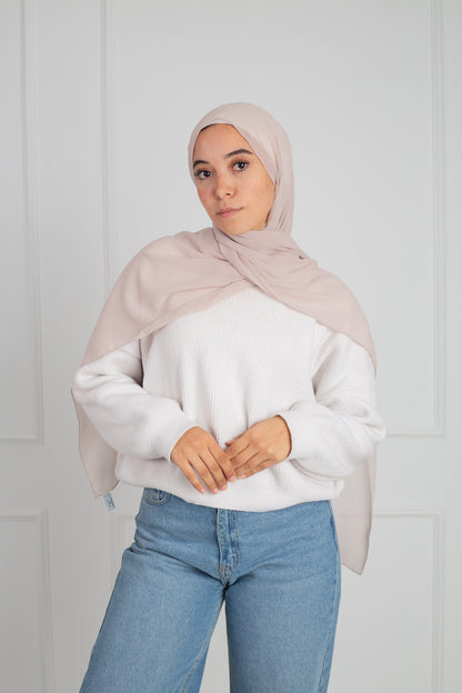 Soft Touch Chiffon Scarf in Ivory Pink lightweight fabric 