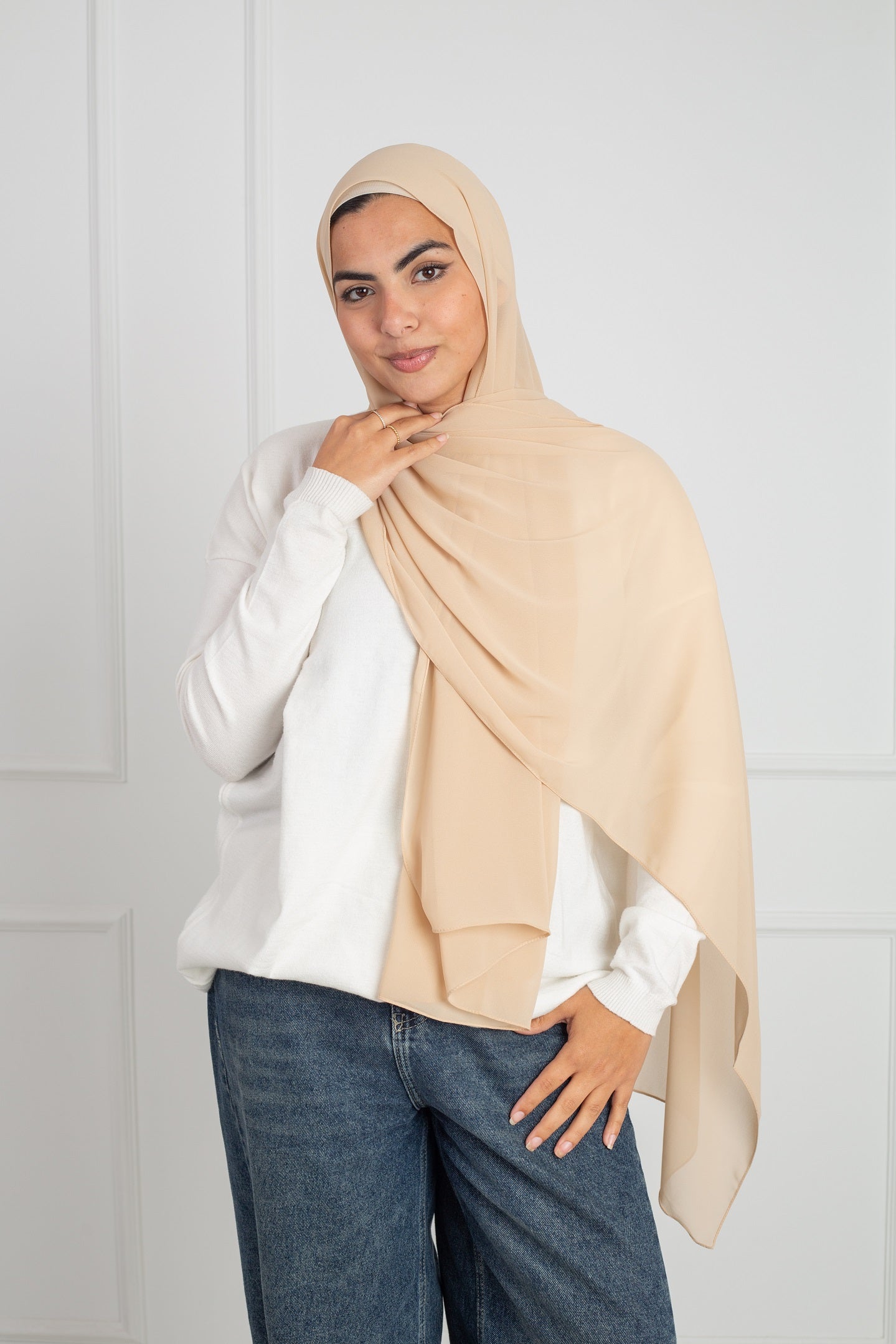 Soft Touch Chiffon Scarf in Light Beige 