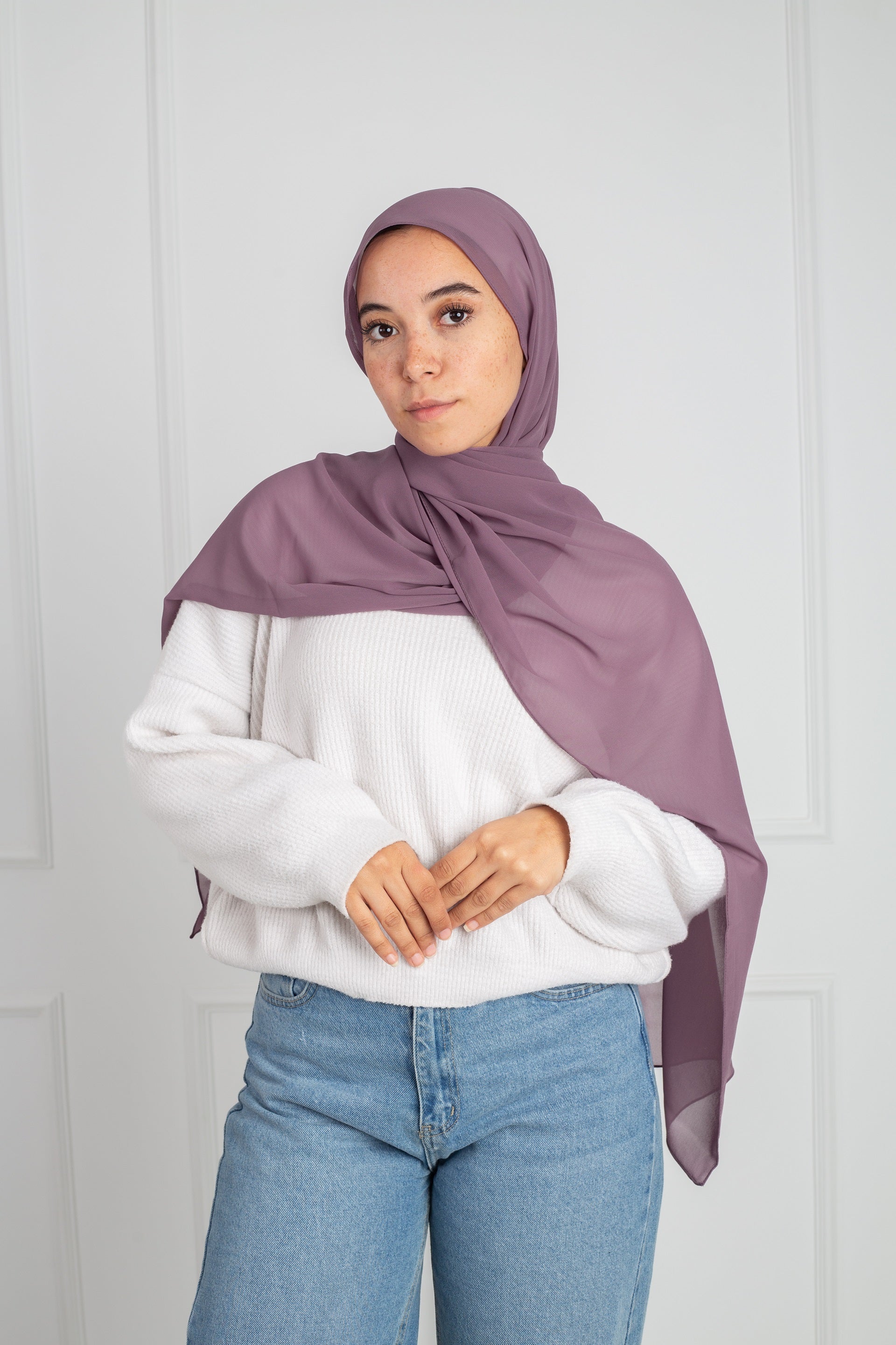 Soft Touch Chiffon Scarf in Mauve lightweight fabric 