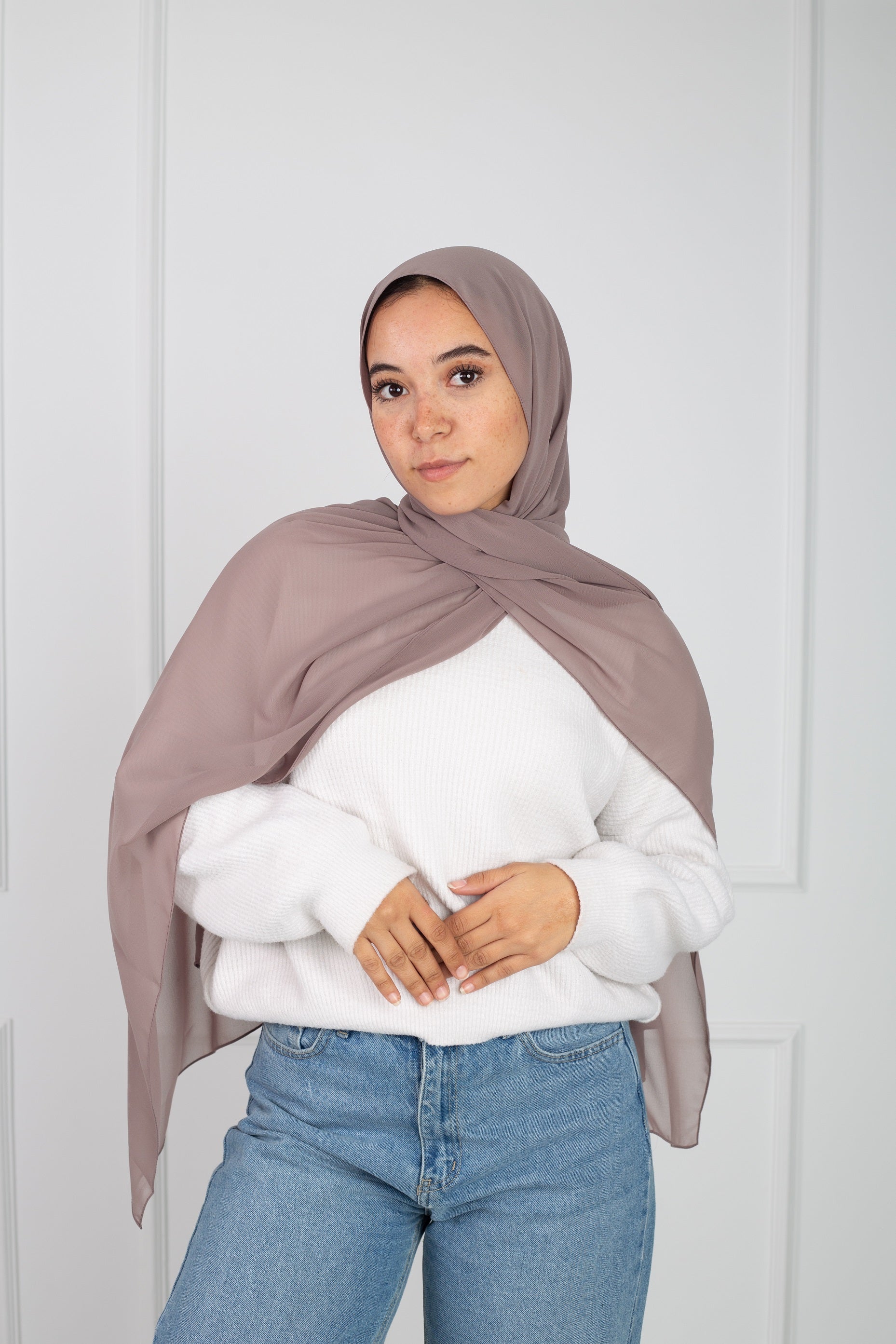 Soft Touch Chiffon Scarf in Saddle lightweight fabric