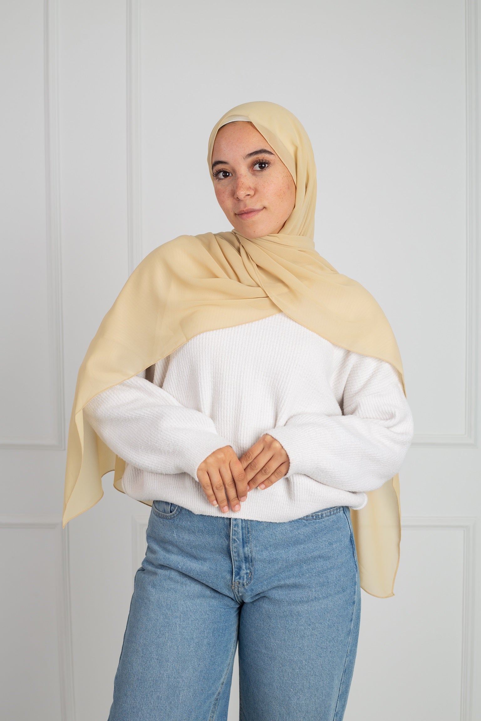 Soft Touch Chiffon Scarf in Sand Beige lightweight fabric 