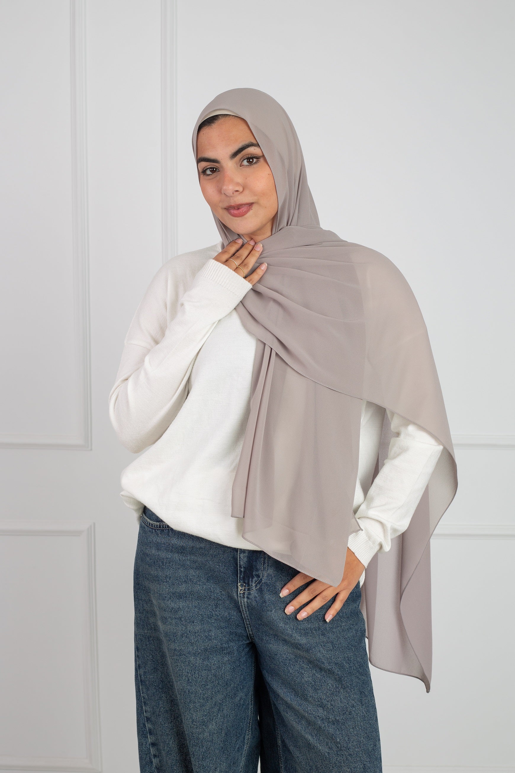 Soft Touch Chiffon Scarf in Silver lightweight fabric 