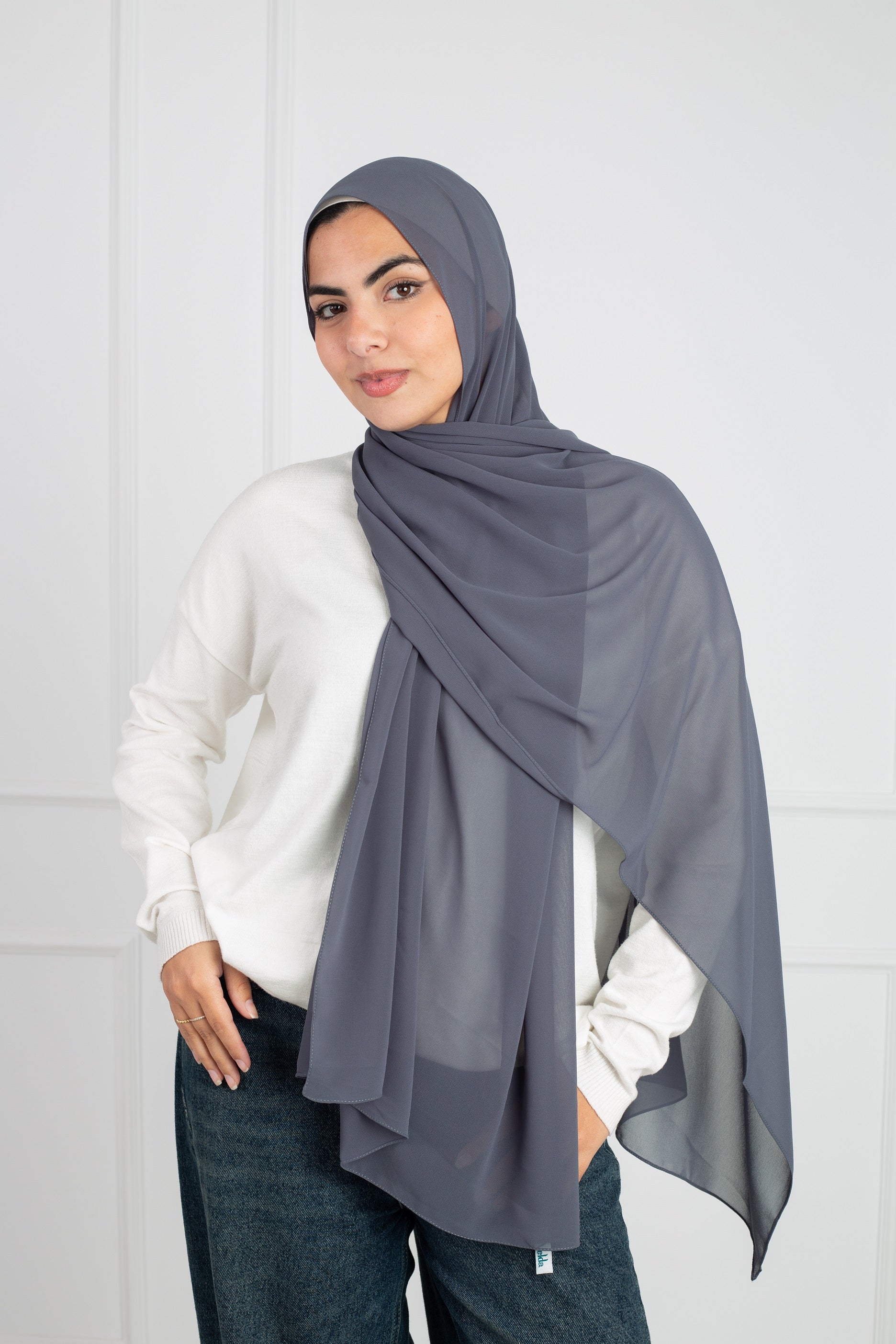 Soft Touch Chiffon Scarf in Smoke
lightweight fabric 