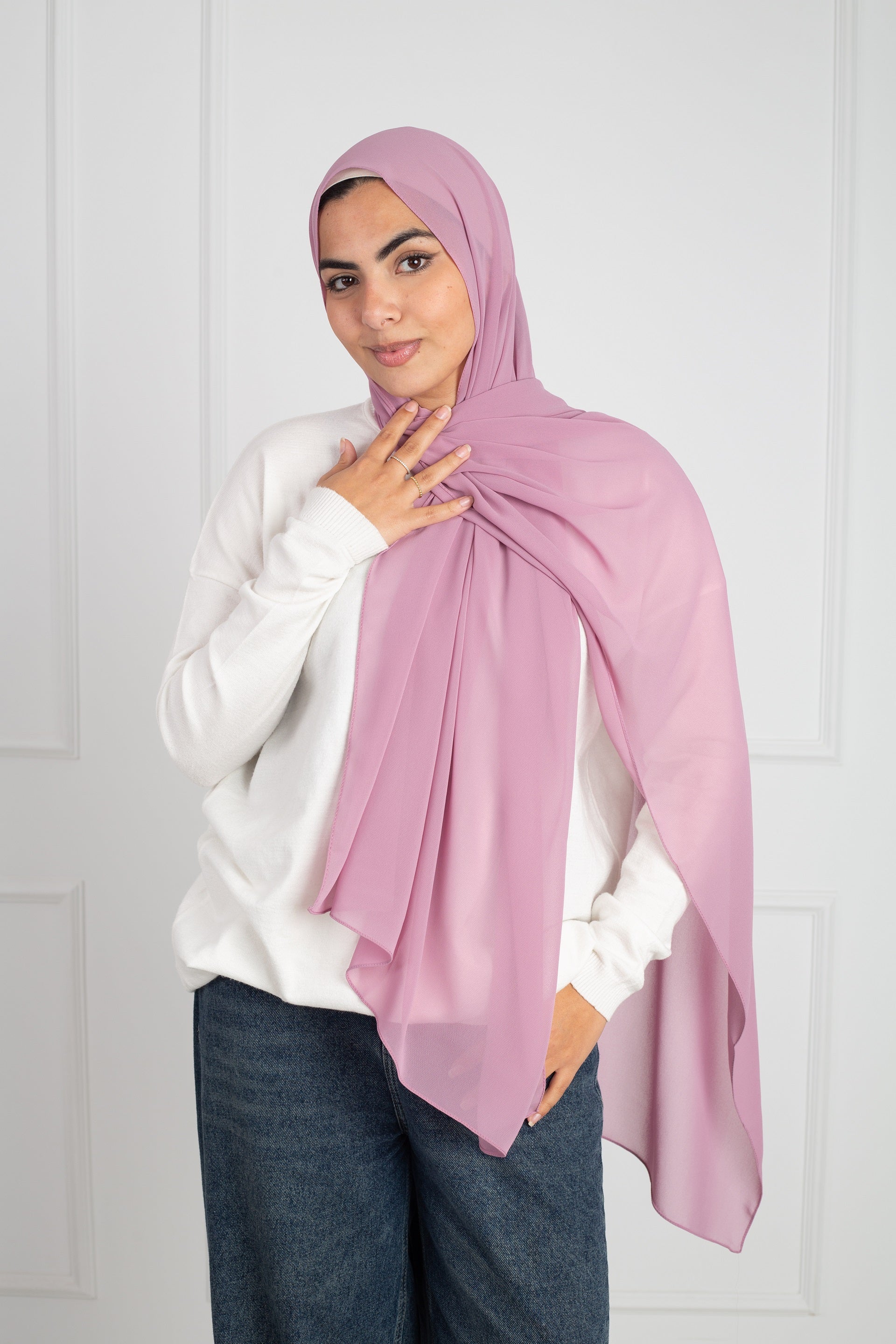 Soft Touch Chiffon Scarf in Thistle lightweight fabric 