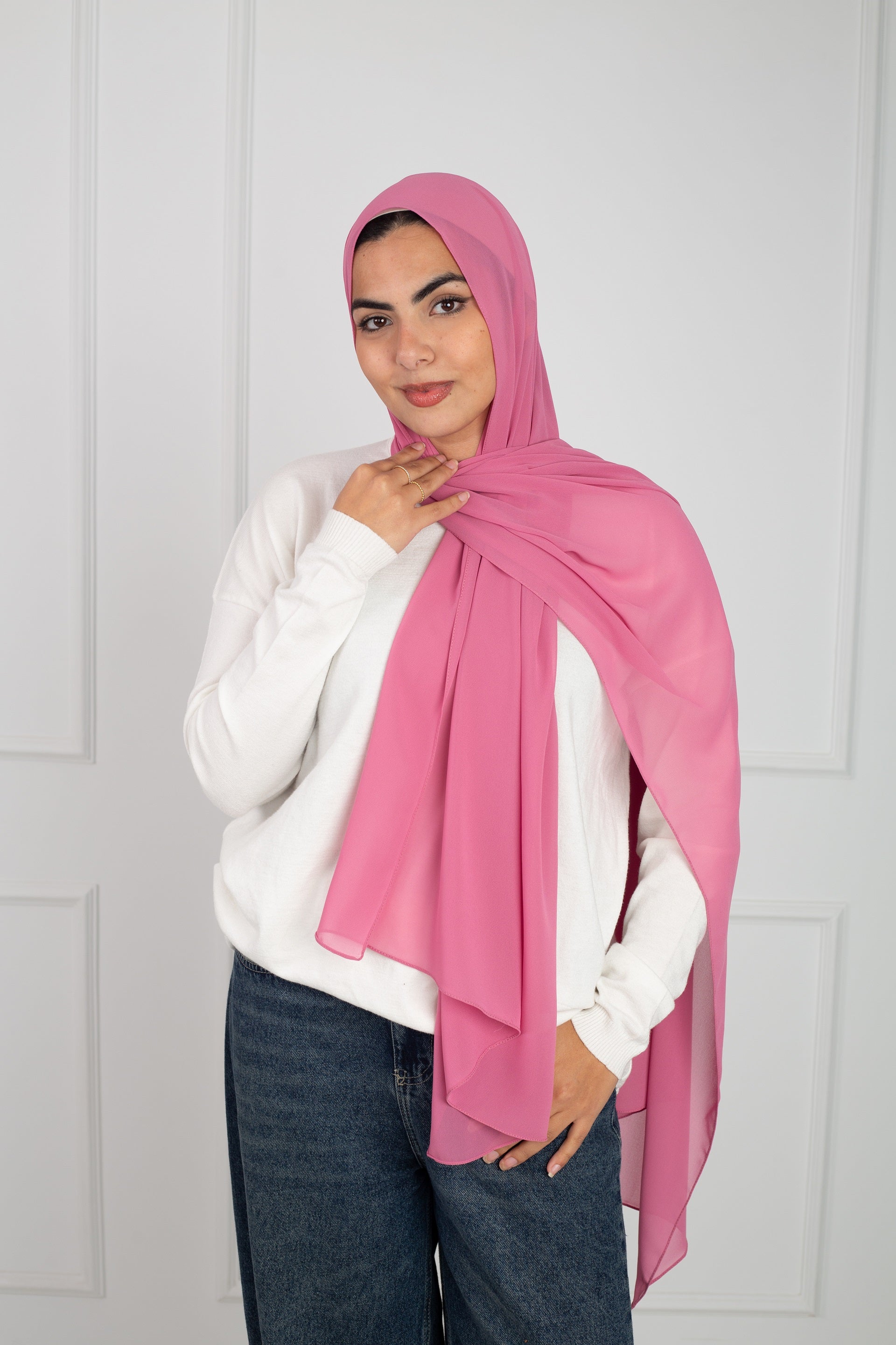 Soft Touch Chiffon Scarf in Watermelon lightweight fabric 