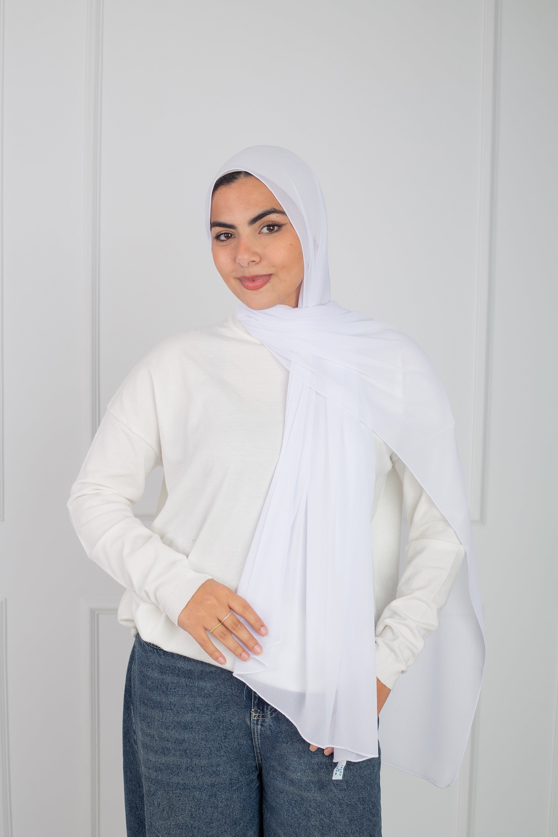 Soft Touch Chiffon Scarf in White lightweight fabric 