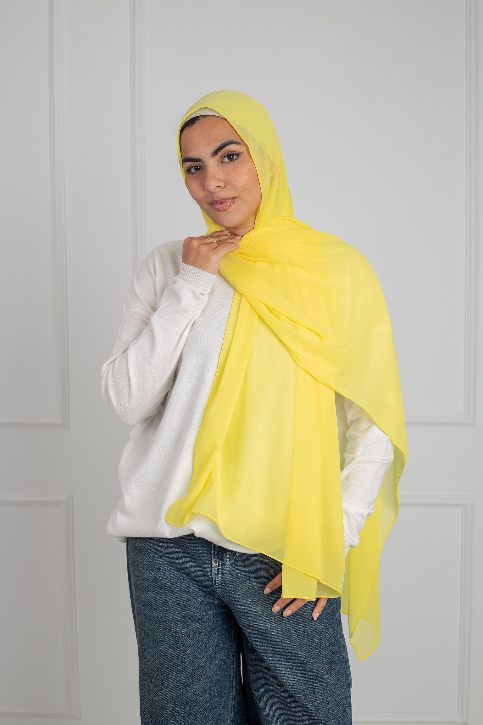 Soft Touch Chiffon Scarf in Yellow lightweight fabric 