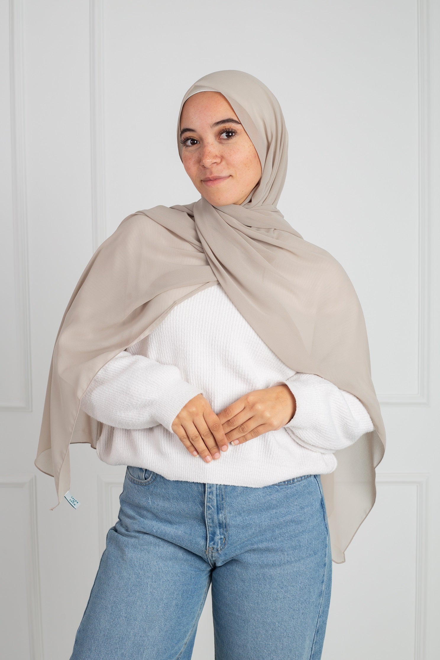 Soft Touch Chiffon Scarf in  Light Gray lightweight fabric 