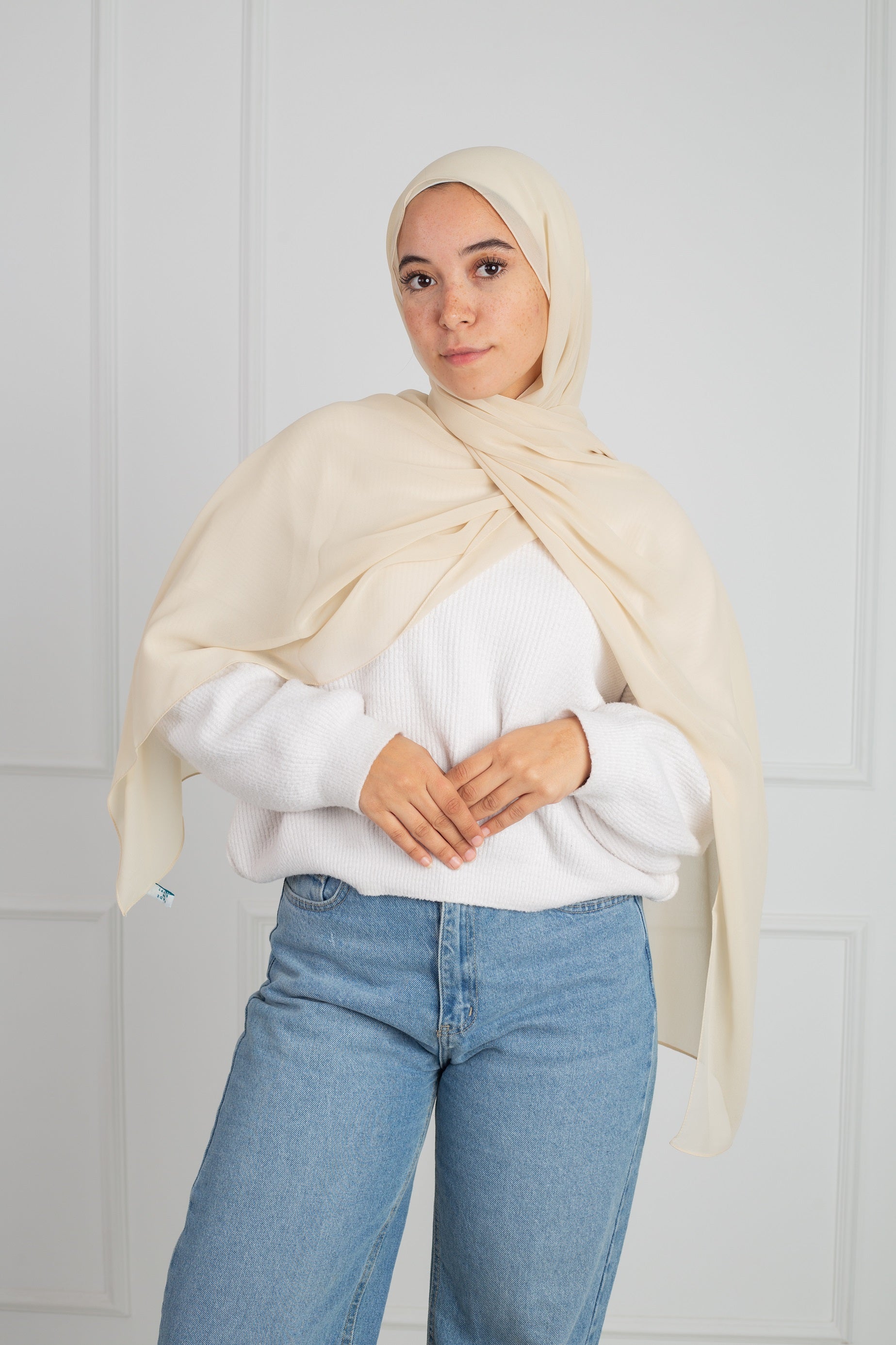 Soft Touch Chiffon Scarf in pearl lightweight fabric 