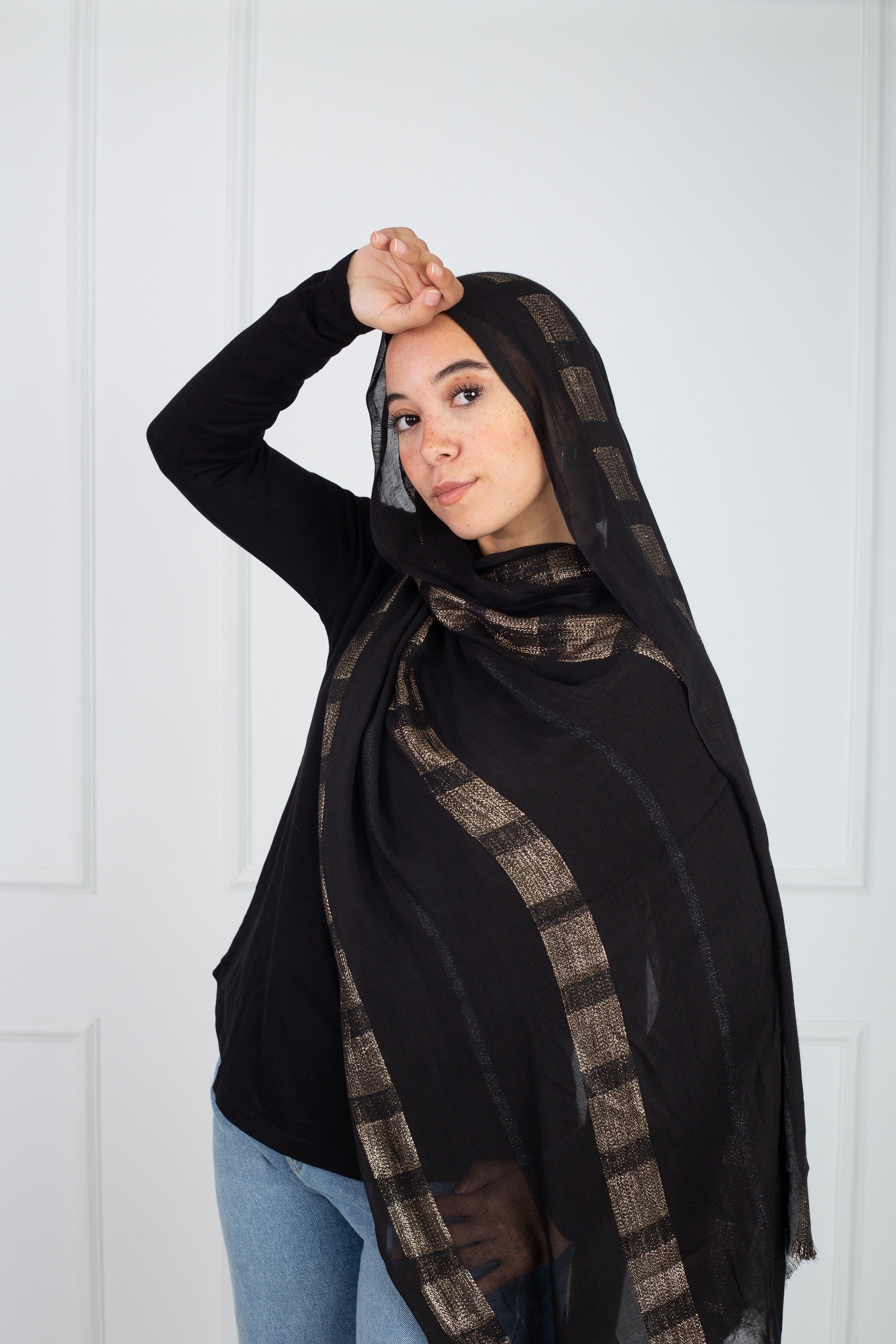 Glittery Spaced Gold Scarf with elegant silver sparkle from Velda Store