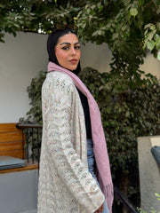 Stitchy Cardigan Off White crafted from trico fabric, featuring long sleeves for a cozy and stylish look.