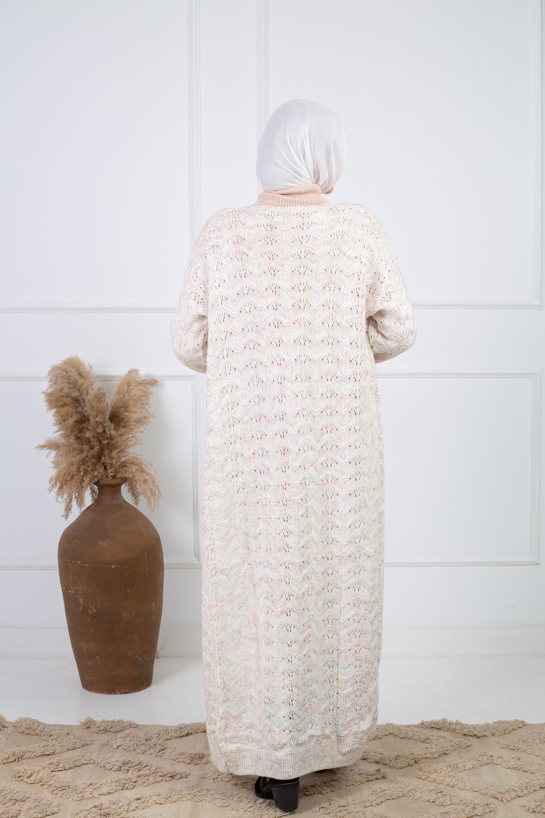 Stitchy Cardigan Off White crafted from trico fabric, featuring long sleeves for a cozy and stylish look.