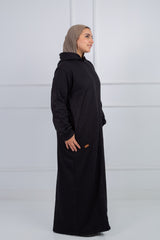 Sweater dress black - cozy hooded winter dress 