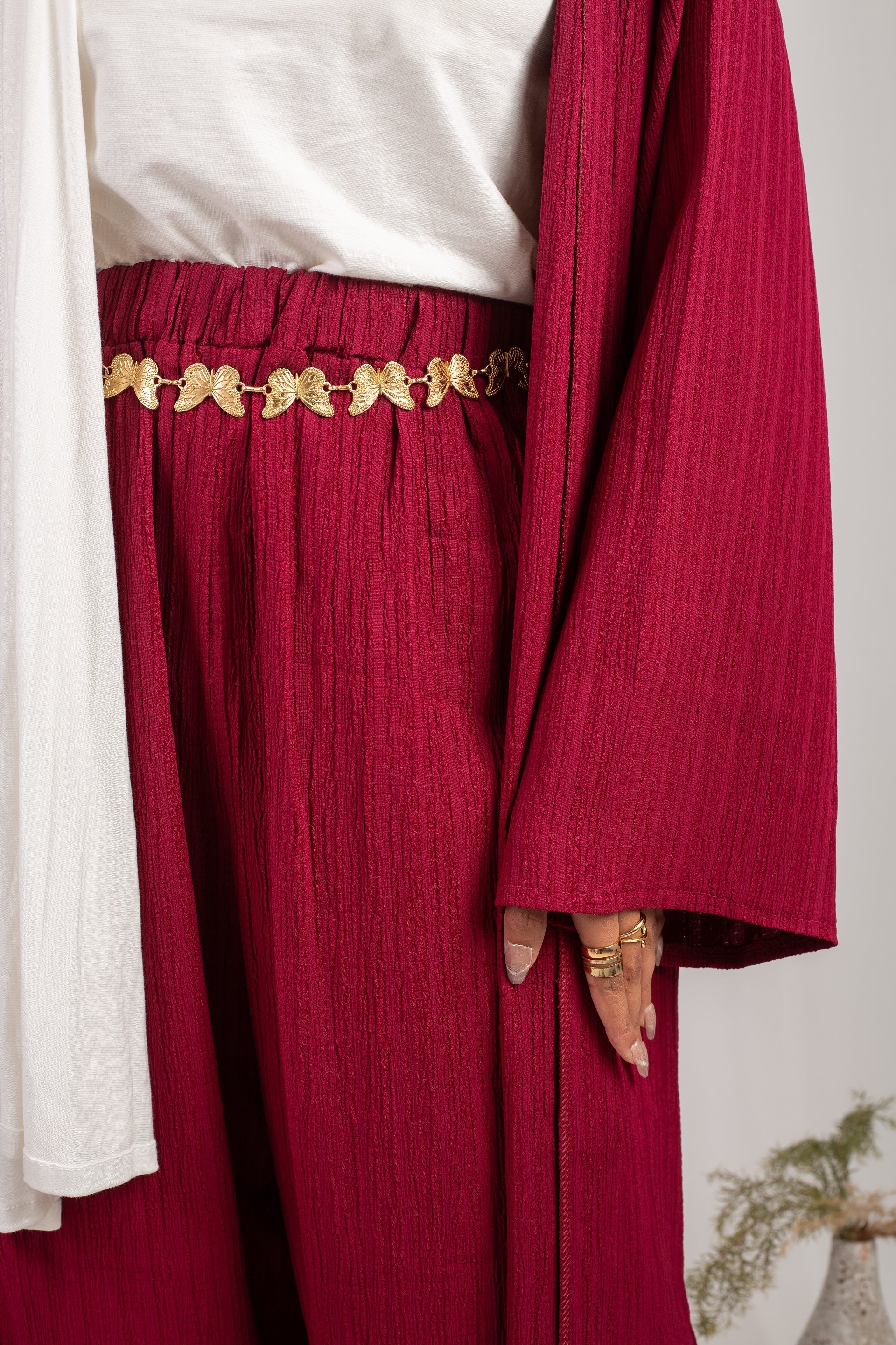 Cardigan Set (Cardigan Only) - Wine Red