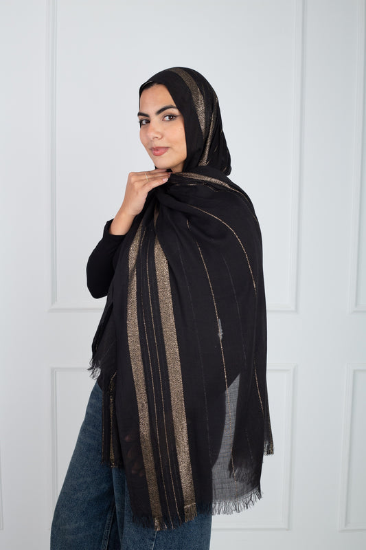 Glowy gold scarf with radiant metallic finish velda store
